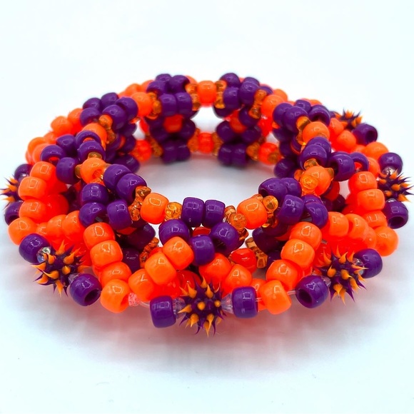 💜🧡 “Spike Protein” UFO Kandi Cuff 🧡💜 - Picture 3 of 5